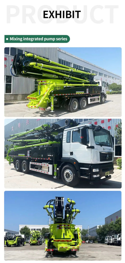 Road Ready Concrete Boom Pump And Mobile Mixer Truck Rig Slick Setup Full Process Integration Built Tough For House Building side view at construction site.