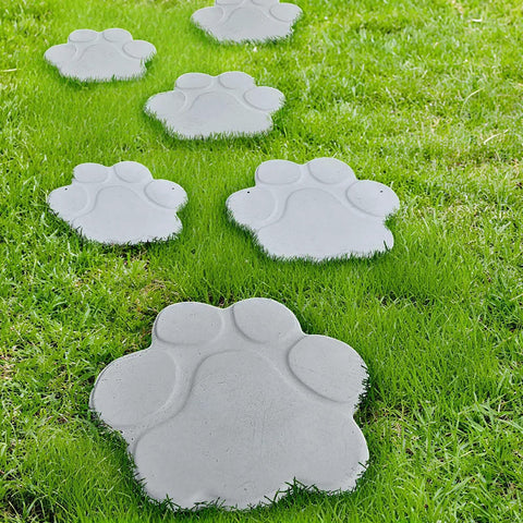 Two Big Paw Print Stepping Stone Molds Set 16 Inch And 13 Inch Concrete Textured Plastic Craft Molds For Garden Decor