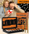 Damaged Screw Extractor Kit Must Have for Stripped Rusty Screws 9 Piece Set From ACIRNS With HSS 4341 Extractors shown with gift box