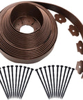 40 Ft Brown Landscape Edging Kit With 40 Spiral Stakes, No Dig Plastic Border Roll for Flower Beds, Lawns, Driveways and Yards