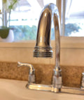 Chrome faucet adapter included in All In One Drain Unclogging Kit For 1.5 To 3 Inch Pipes Water Powered Pulsing Action Easy To Use