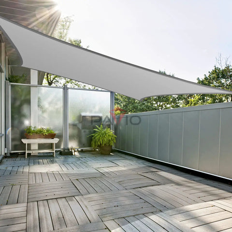 10 Ft By 15 Ft Waterproof Gray Shade Sail For Patio, Rectangle Sun Canopy UV Block, Outdoor Cover Over Deck, Double Seams