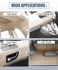 X AUTOHAUX suede headliner fabric, beige, foam-backed interior trim, 98x60 inches, for roof, dashboard, doors, trunk
