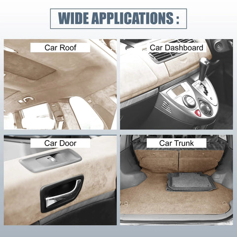 X AUTOHAUX suede headliner fabric, beige, foam-backed interior trim, 98x60 inches, for roof, dashboard, doors, trunk