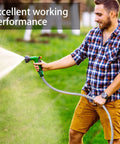 Heavy Duty Steel Wire Flexible PVC Vacuum Hose 1 Inch Inner Diameter 10 Ft With Fasteners Reinforced Clear Tubing in use for garden watering.