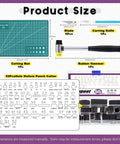 All-In-One 55-Piece Hollow Punch Cutter Tool Kit With Cutting Pad, Hammer, Craft Knife And Case for leather crafting and DIY projects.