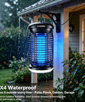 Bug Zapper Outdoor and Indoor Dual Use With UV LED Light 4200V High Voltage Waterproof Insect Killer installed on patio