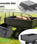 Heavy Duty Steel Dump Cart Trailer With 600 Lb Load Capacity 17 Cu Ft Tow Behind Hauler For ATV Lawn Tractor And Garden