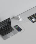 Sleek 3.15 Inch Desktop Power Grommet Featuring Two AC Outlets And Eight Fast Charge USB Ports to connect laptop and phone.