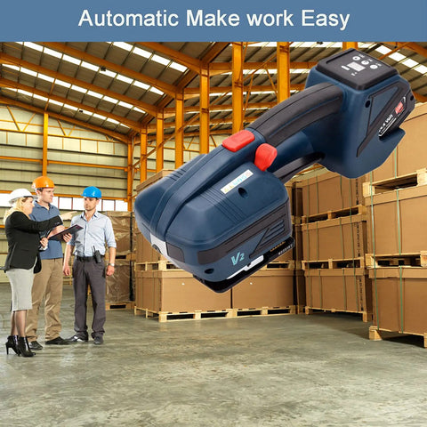 Automatic Electric Strapping Machine With 4000mha Battery For 1/2 To 5/8 In PP PPT Straps Portable Handheld Baler Tool With Lcd Display