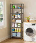 8 Tier Adjustable Metal Wire Storage Shelf Unit For Kitchen Garage And Laundry Beefy Build Sturdy Standing Rack With Rust Resistant Coating And 800lbs Total Capacity Easy Assembly Space Saving Organizer on wheels in laundry room