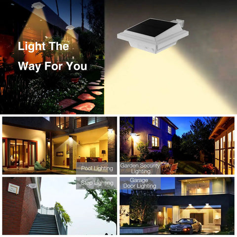 Solar Powered Gutter Lights Outdoor Waterproof Dusk To Dawn 25 LED Deck Fence Wall Stair Step Yard Pathway Lighting 2 Pack for patio and garden.