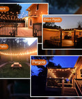 100 Ft G40 LED Outdoor String Lights With Shatterproof Bulbs illuminating deck, patio, front porch, and pergola