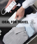 Person placing Ultimate Desktop Power Strip With 6 Outlets And 4 USB Ports Including 2 USB C Fast Charge Ports in suitcase