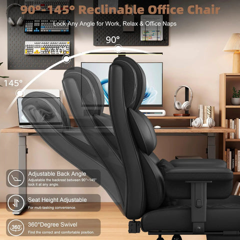 Big And Tall Office Chair For Desk Use With Soft Adjustable Armrests And Comfy Ergonomic High Back With Lumbar Support