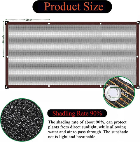 Ultimate Garden Shade Cloth Mesh Netting With Grommets For Pergola Patio Plants Greenhouse And Chicken Coop 70 To 90 Percent Shade Protection 6 By 3 Feet Outdoor Sun Cover showing dimensions and mesh close-up