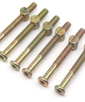 Tough As Nails M8x80mm Hex Socket Cap Screw And Furniture Barrel Nut Set Bronze Tone 6 Pack Allen Head screws in varying lengths.