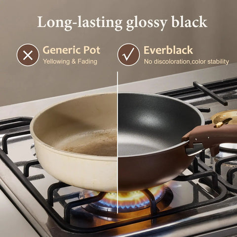 21 Piece Nonstick Pots And Pans Set With Removable Handles For Easy Storage Induction Compatible Cookware comparison on stove