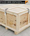 Beefy Stainless Steel Tool Box Hood Locks Latches 90 Degree Spring Loaded Toggle Lock Kit 2 Pack Hasps Installed on Wooden Crate