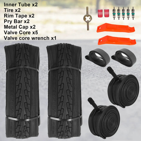 Set Of 2 24x1 3/8 Wheelchair Tires And Tubes For 21 Inch Rims Puncture Resistant Folding Street Bike Tire Sets 37-540 kit
