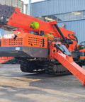 Heavy Duty Compact Crawler Crane Equipped With Hydraulic Telescopic Boom Handles Tight Job Sites And Indoor Installations Like A Boss Solid 10M 12M 15M Heavy Lift Rig, shown with extended outriggers.