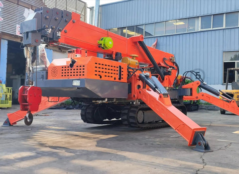 Heavy Duty Compact Crawler Crane Equipped With Hydraulic Telescopic Boom Handles Tight Job Sites And Indoor Installations Like A Boss Solid 10M 12M 15M Heavy Lift Rig, shown with extended outriggers.