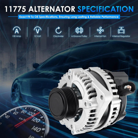 Car Alternator For Honda Odyssey 2014 2015 2016 2017 V6 3.5L Direct Fit OE Replacement displayed with specifications