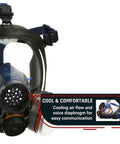 Smoke Black Full Face Respirator With Dual Activated Charcoal Filtration For Organic Vapor And Particulate Protection Anti Fog Eye Shield Heavy Duty Mask Built For Rugged Outdoor Gigs And Industrial Settings close-up