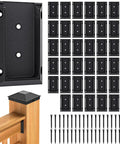 Railing Bracket Connectors For 2x4 Wood Posts Built Tough Nylon Construction 40 Piece Set With 240 Screws For Decks Stairs Fences And Handrails Outdoor Black