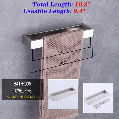 Contemporary Stainless Steel Wall Mounted Two Piece Bathroom Hardware Set With Brushed Finish For Towel Ring And Toilet Paper Holder