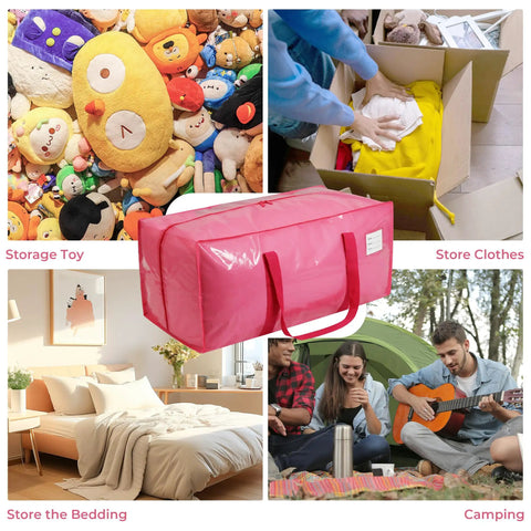 Heavy Duty Moving Bags Six Pack With Reinforced Handles And Rugged Zipper, Roomy Pink Storage Totes For College Moves, Solid Haulers That Make Packing Feel Like A Walk In The Park
