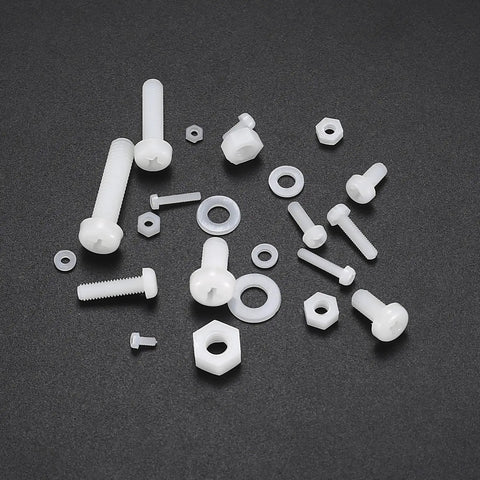 447 Piece White Nylon Pan Head Screws Bolts Nuts Washers Assortment Set M2 To M6 Metric Full Threaded Hex Head Fasteners For DIY Projects