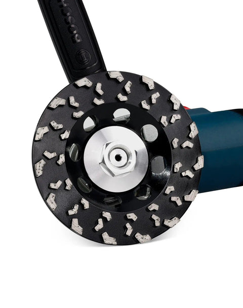 4.5 Inch Diamond Cup Wheel For Aggressive Concrete Grinding And Coating Removal 30 To 40 Grit With Seven Eighths Inch Arbor