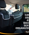 Durable Hanging Trunk Organizer for SUV With Four Pockets Waterproof Backseat Storage Solution Easy Install And Versatile Car Cargo Organizer That Keeps Trunk Neat And ClutterFree installed on backseat headrests