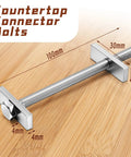 12 Pieces 1/4 X 3 1/2 Inch Countertop Miter Connector Bolts With Square Nuts For No Sweat Cabinet Installations And Rock Solid Wood Joint Fastenings That Deliver Serious Shop Grade Reliability, showing a single connector bolt on a wood surface.