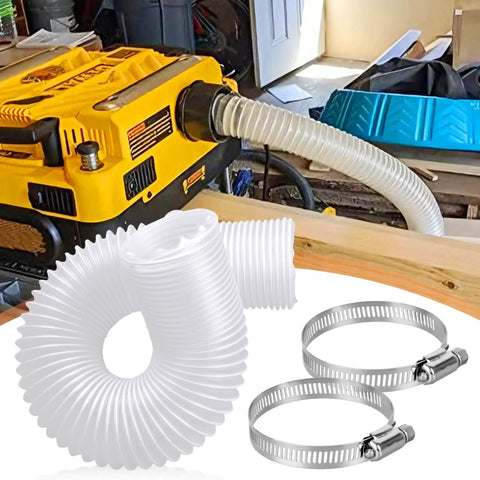 Two And A Half Inch By Three Foot Ultra Flex Puncture Resistant PVC Dust Collection Hose With Stainless Steel Clamps for tools