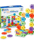 Gears 100-Piece Deluxe Building Set For STEM Fun box and colorful gear assembly in front