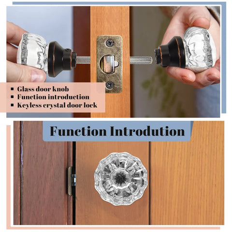 4 Pack Fluted Glass Door Knobs With Spindles Mortise Style Antique Bronze Interior Door Hardware, installation view