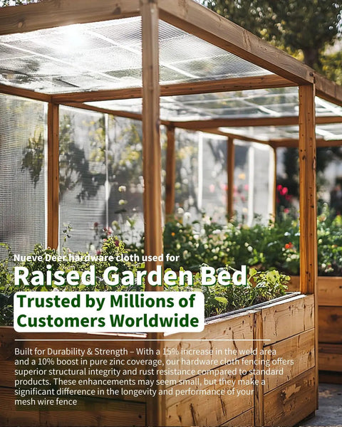 Raised garden bed with hardware cloth 1 quarter inch square mesh 24 by 100 feet 23 gauge heavy duty galvanized for backyard use