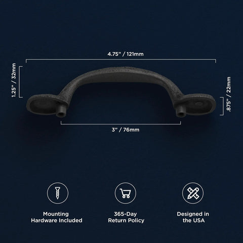 Solid Core Kitchen Cabinet Pulls Pack Of 10 In Black Iron For Doors And Dresser Drawers Luxury Hardware With Three Quarters Of An Inch Hole Center