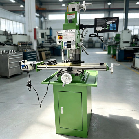 Techtongda 8x33 Inch Metal Milling Machine With 2HP Brushless Motor For 110V Power Featuring Precision 3-Axis Digital Readout System and Grating Ruler in workshop.