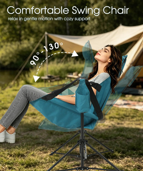 Two Pack Hammock Camping Chairs With Stand And Storage Bag, Portable Swinging Chairs For Adults in use outdoors