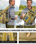 Man carrying All In One Telescoping Fishing Rod And Reel Kit With Backpack For Men Grab And Go Travel Ready with padded support