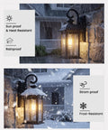 Two Pack Outdoor Wall Sconces, Waterproof Exterior Porch Lanterns With E26 Socket in rain and snow illustration