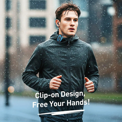 Man running in rain wearing Dope Waterproof MP3 Player With Screen IPX8 8GB For Surfing And Swimming Supports Song Catalog And Folder Viewer