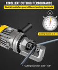 Portable Electric Hydraulic Rebar Cutter RC-16 With 5/8 Inch Capacity cutting rebar diameter shown, speed 2.5-3 seconds.