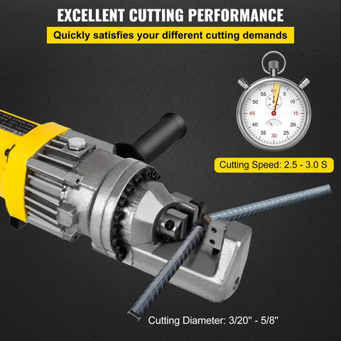 Portable Electric Hydraulic Rebar Cutter RC-16 With 5/8 Inch Capacity cutting rebar diameter shown, speed 2.5-3 seconds.