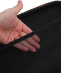 Close-up of hand accessing mesh grid pocket in Rugged EVA Tool Storage Case for Drill Driver and Grinder