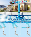 2 In 1 Pool Fountain With 360 Degree Adjustable Dual Spray Heads And A Retractable Height Pole for pool usage in blue.