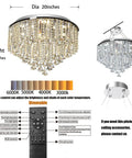 20 Inch Modern Crystal Ceiling Lamp Diamond Crystal Chandelier With Chrome Stainless Steel Finish Bedroom Bathroom Lighting